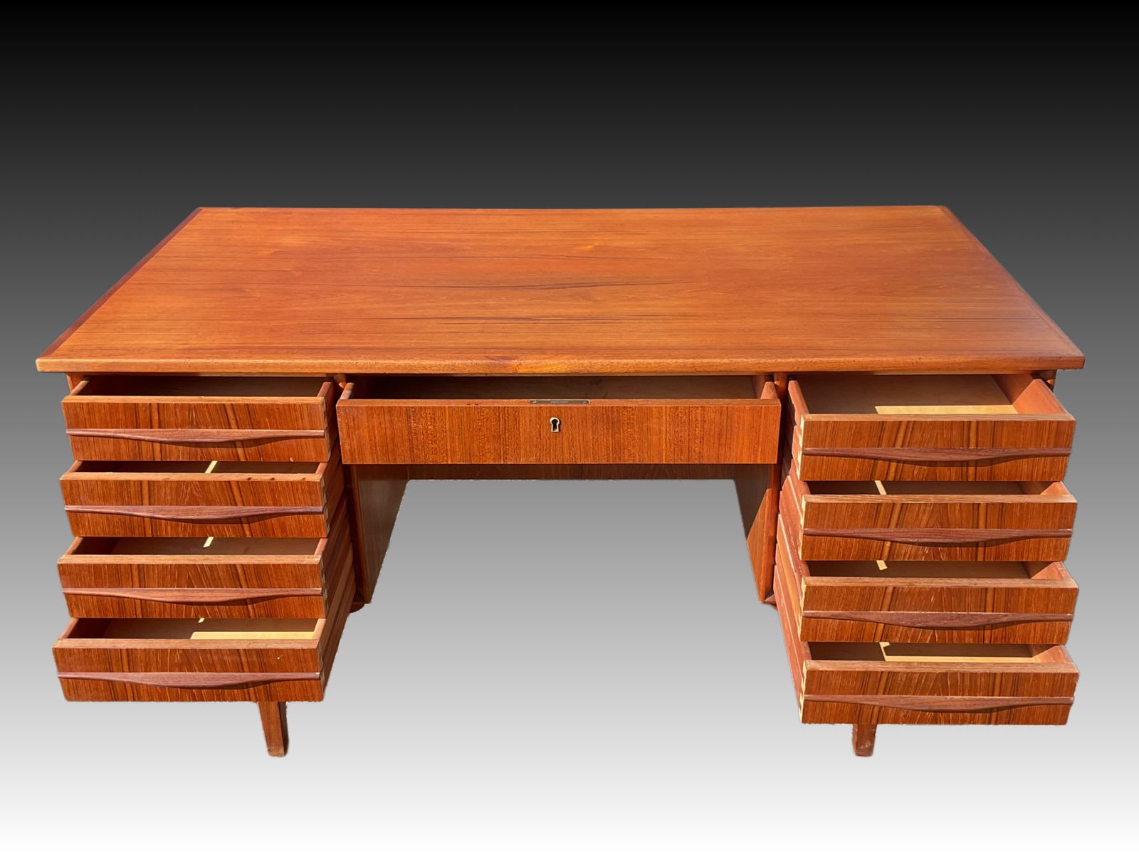 Danish Teak Pedistal Desk In Mid Century Design 1970s photo vintage