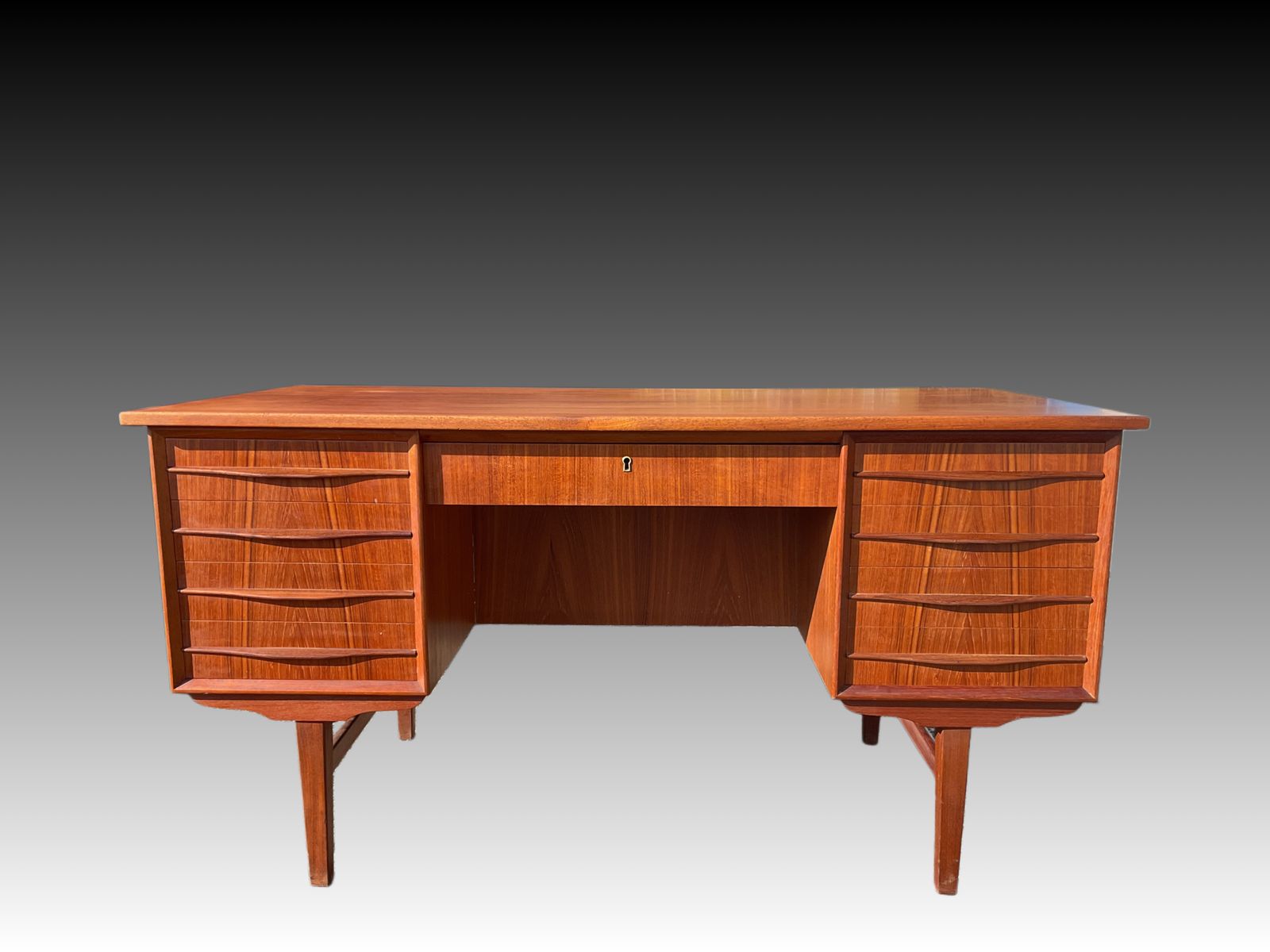 1385.0 Danish Teak Pedistal Desk In Mid Century Design 1970s photo