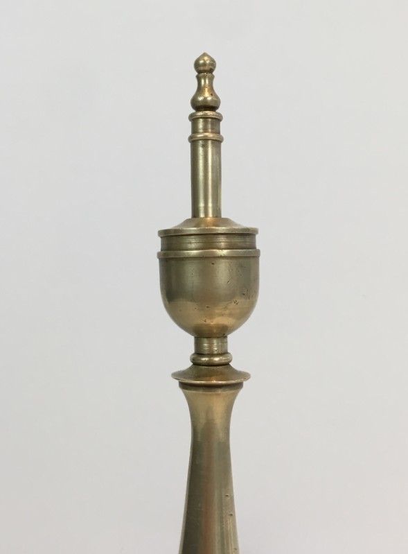 Pair Of Neoclassical Brass And Wrought Iron Andirons. photo vintage
