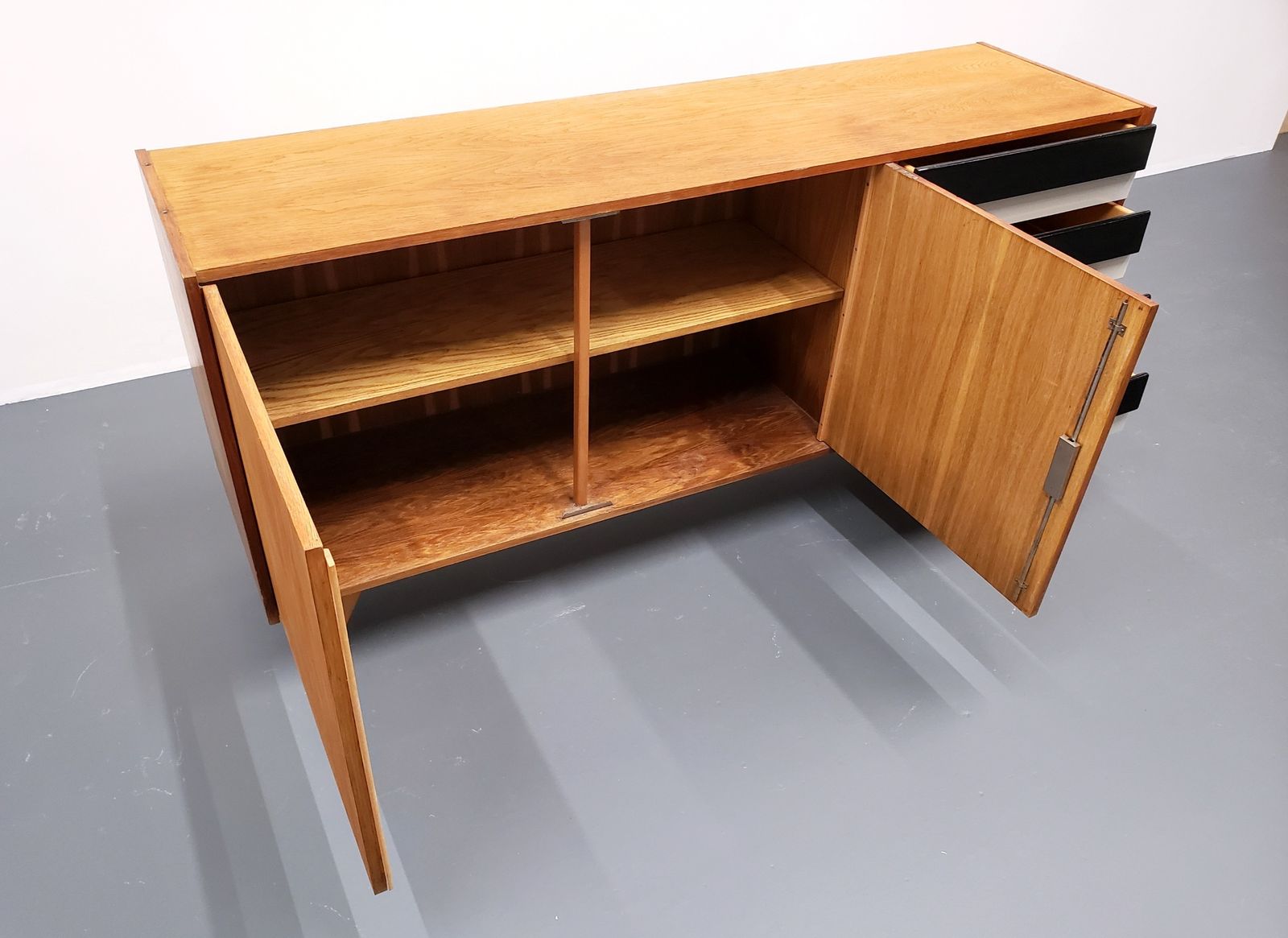 photo furniture 1966 Jiri Jiroutek Sideboard, Model U 460 In Black And White