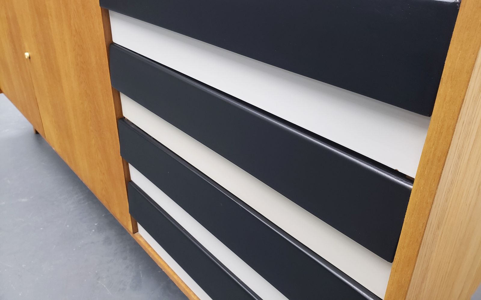 Furniture 1966 Jiri Jiroutek Sideboard, Model U 460 In Black And White photo