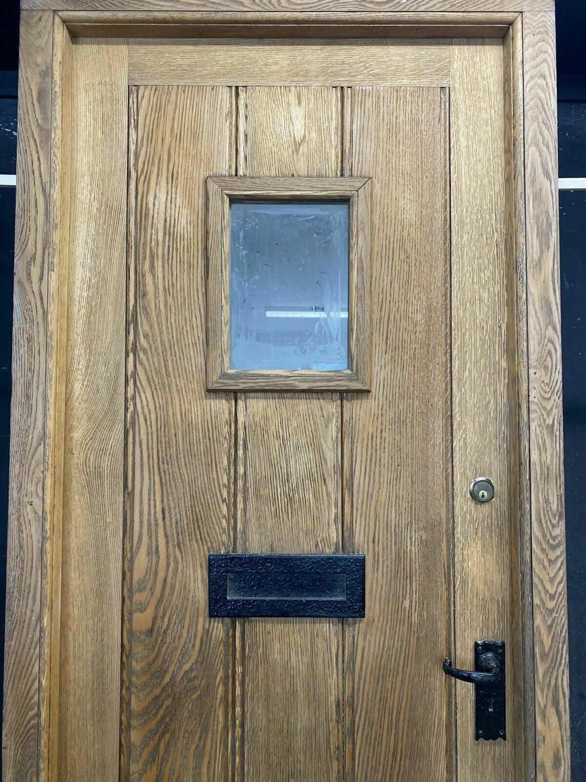 Heavy Solid Oak Front Door +Frame Reclaimed Bespoke Hardwood Glazed Arts Crafts photo for sale