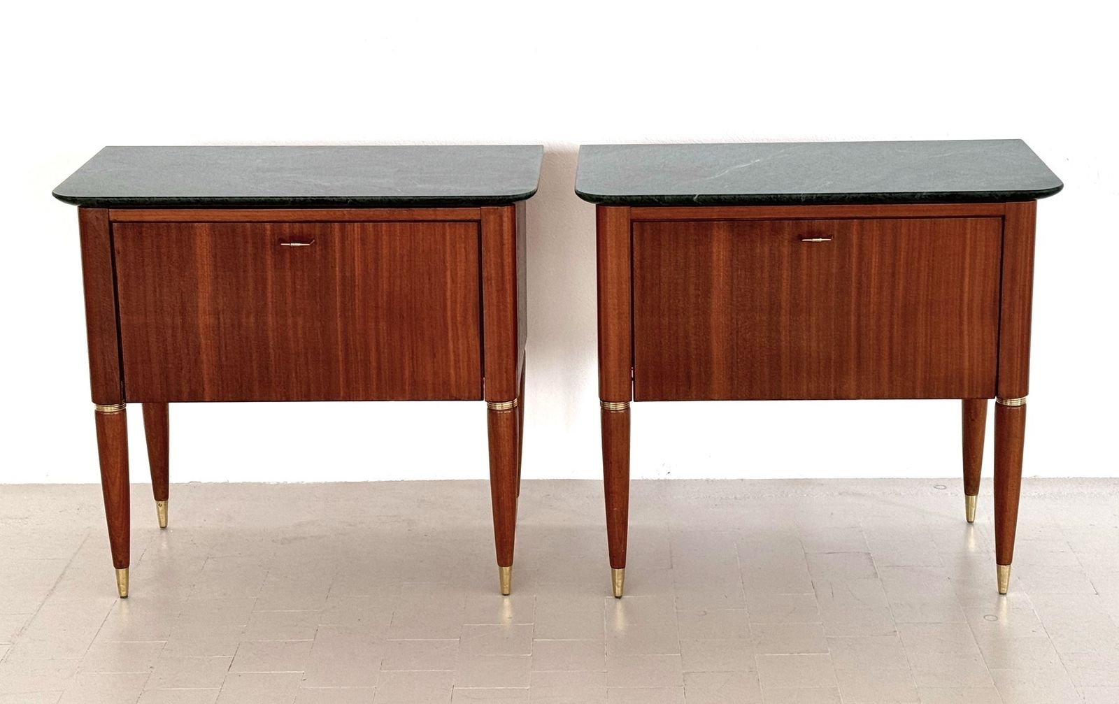 Italian Mid Century Night Stands Or Bedside Tables By La Permanente Di Cantù With Green Marble Top photo for sale