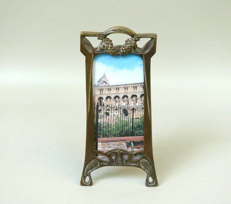 Art Nouveau Patinated Bronze Floral Picture Frame With Vine Panicles, France, 1890s