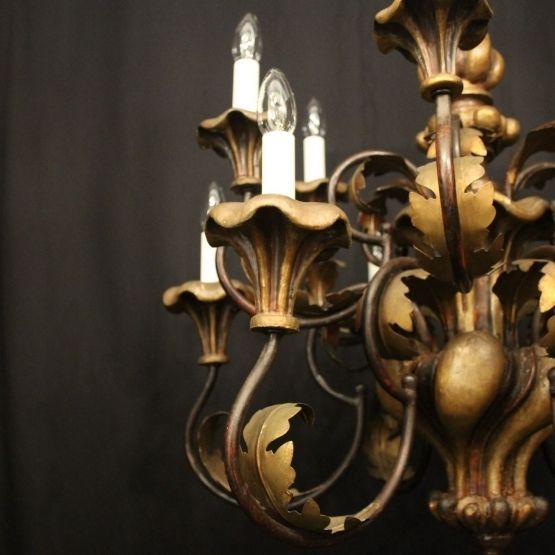 Florentine 12 Light Giltwood Antique Chandelier photo for sale