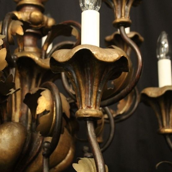 Florentine 12 Light Giltwood Antique Chandelier photo Lighting