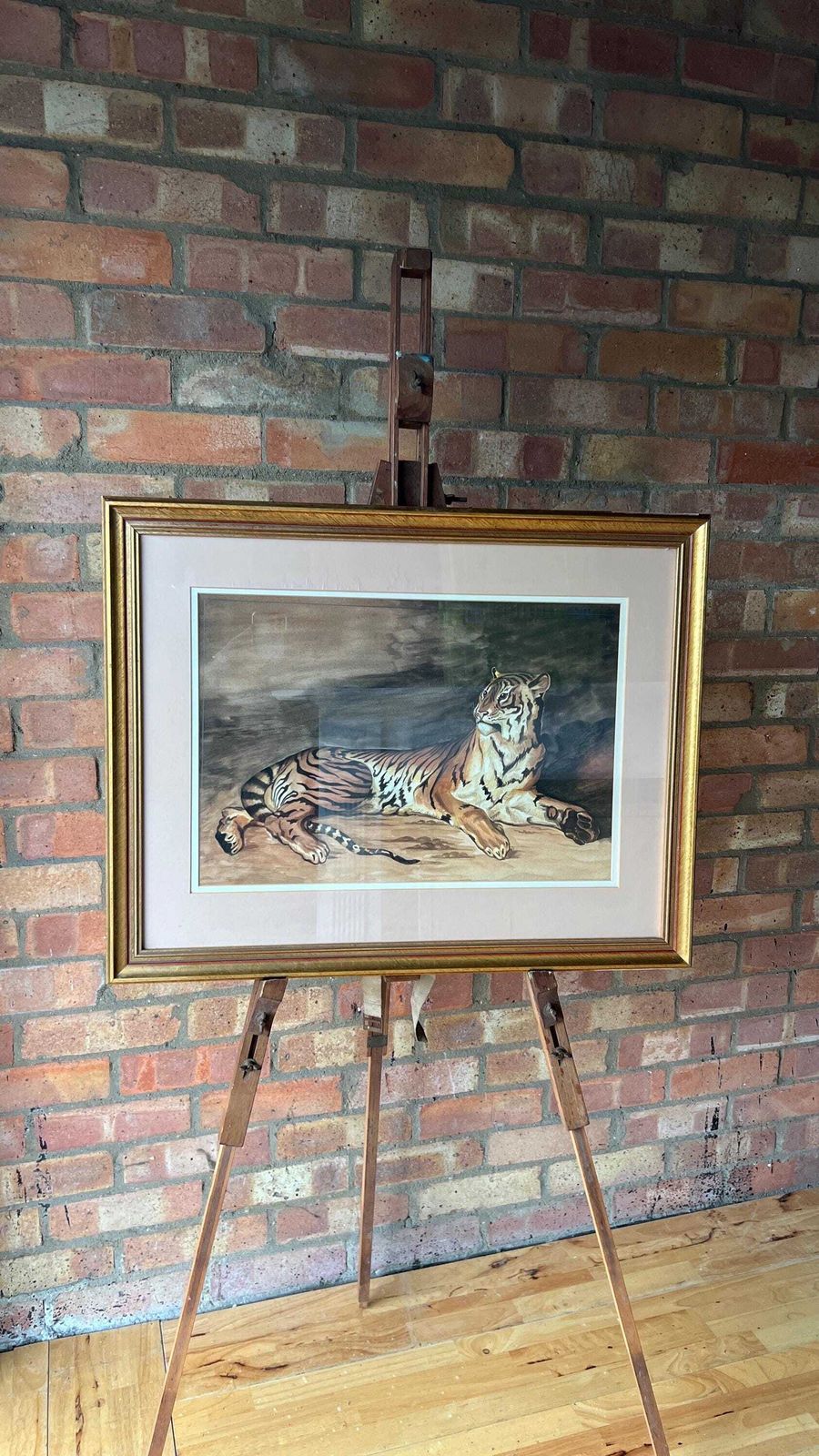 Framed Watercolour Painting Of A Tiger – Wildlife Art photo furniture