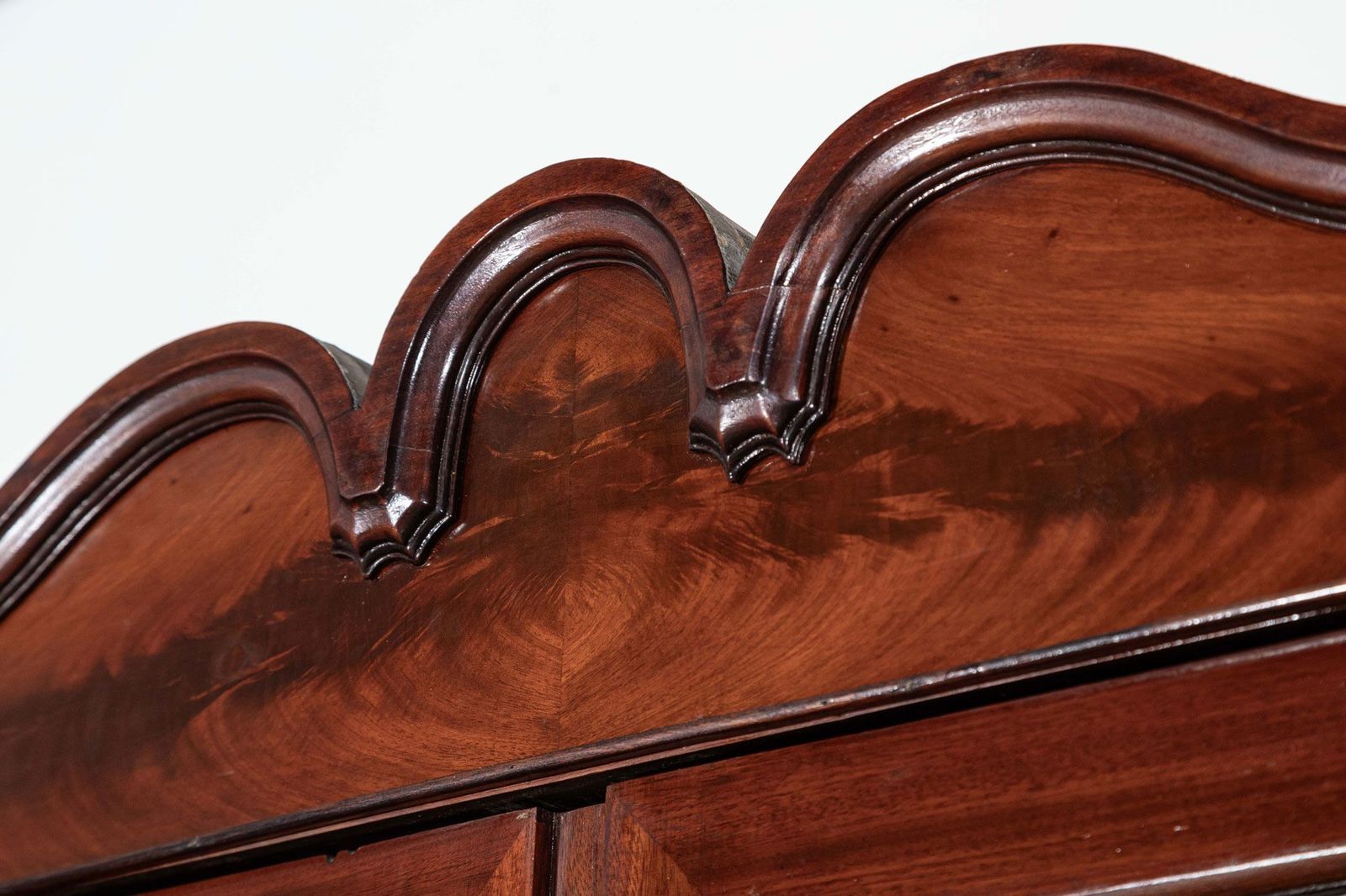 19thc French Flame Mahogany Glazed Bookcase photo vintage