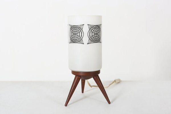 Mid Century Modern French Table Lamp With Opaline Glass Shade, 1960s