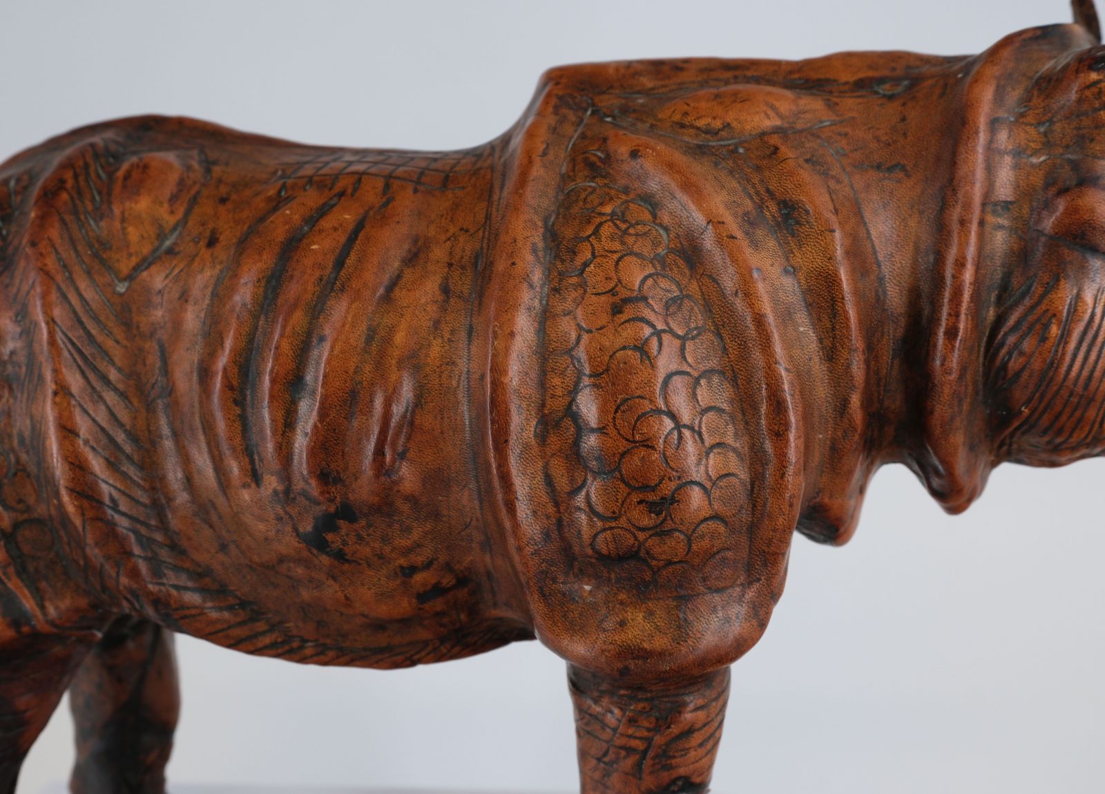 Good Early 20th Century Leather Covered Rhino Model Sculpture photo furniture