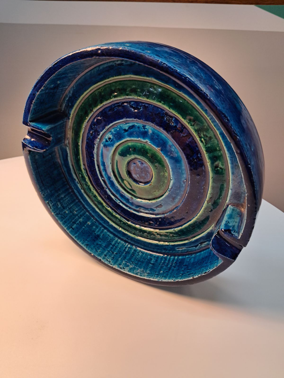 Fabulous Brutlist Bitossi Cigar Ashtray Or Catchall In Cobalt Blue