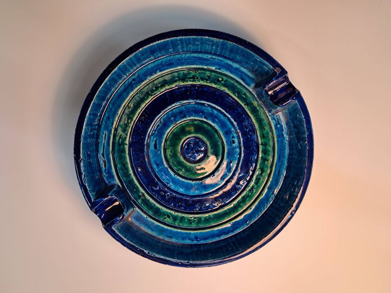 Fabulous Brutlist Bitossi Cigar Ashtray Or Catchall In Cobalt Blue photo for sale