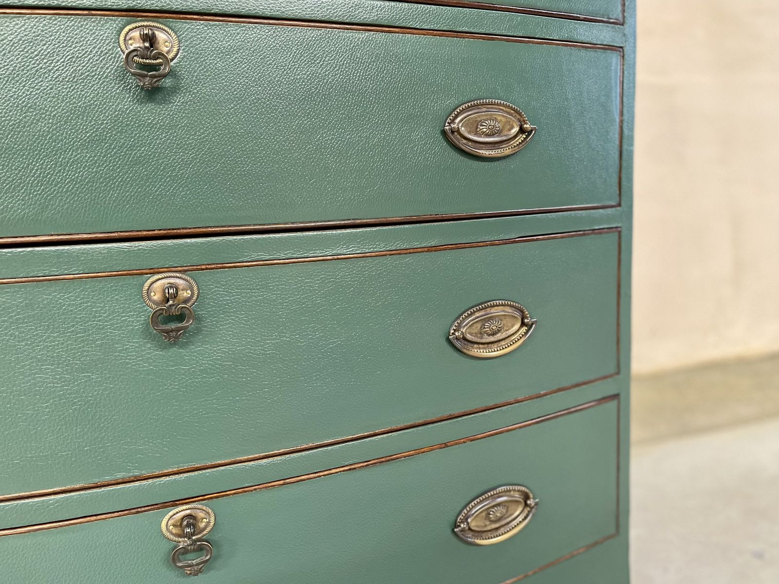 Chest Of Drawers Chest Of Draws Green Leather Bow Fronted photo furniture