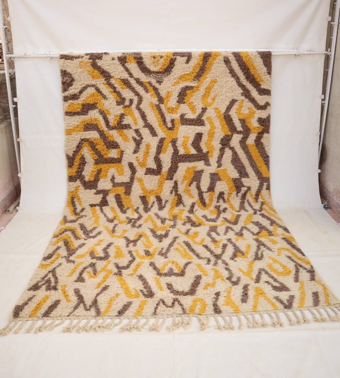 Handwoven Moroccan Beni Mrirt Rug   Abstract Berber Design, 100% Wool, Unique Artisan Piece