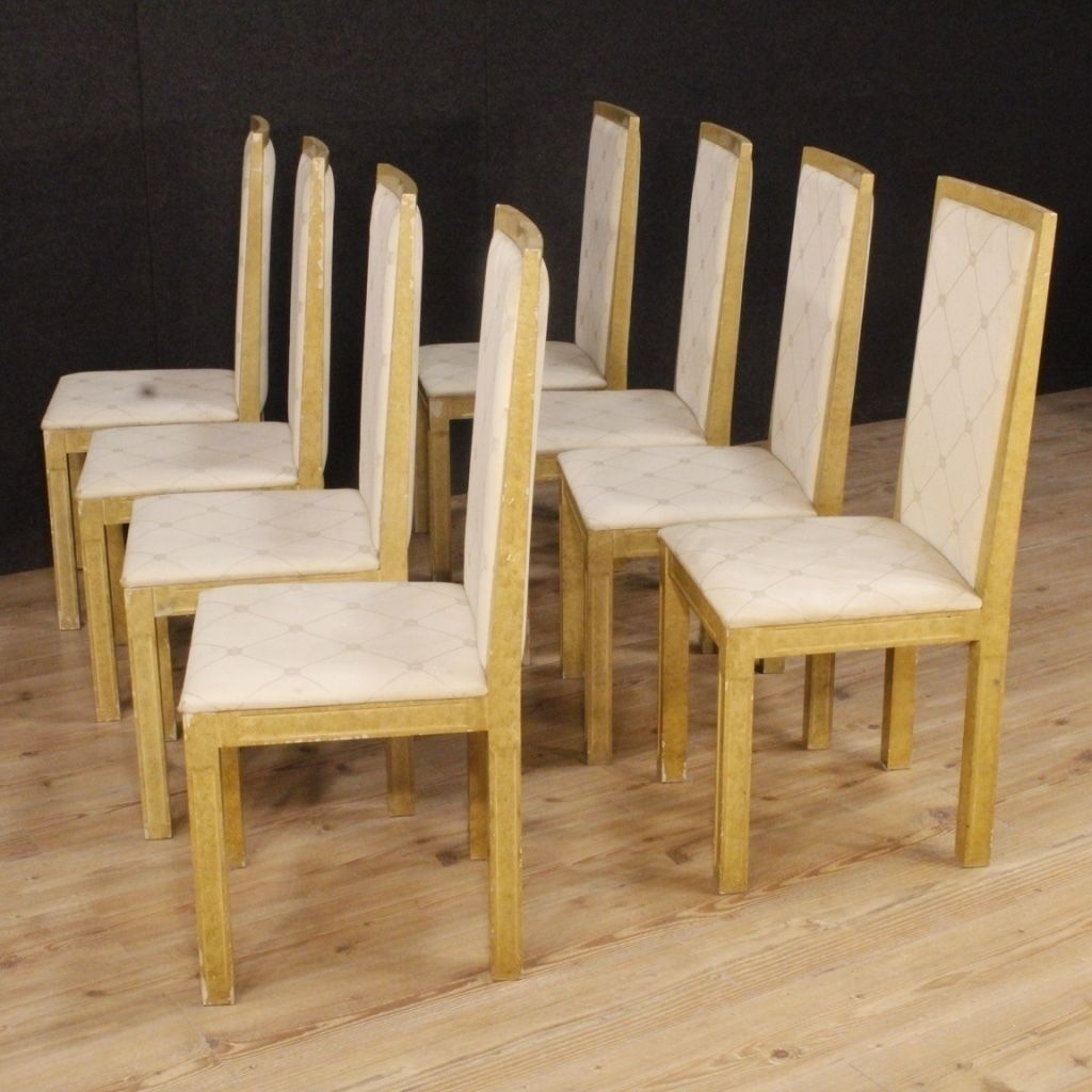 8 Gelakte En Beschilderde Italiaanse Stoelen Uit De 20e Eeuw photo buy