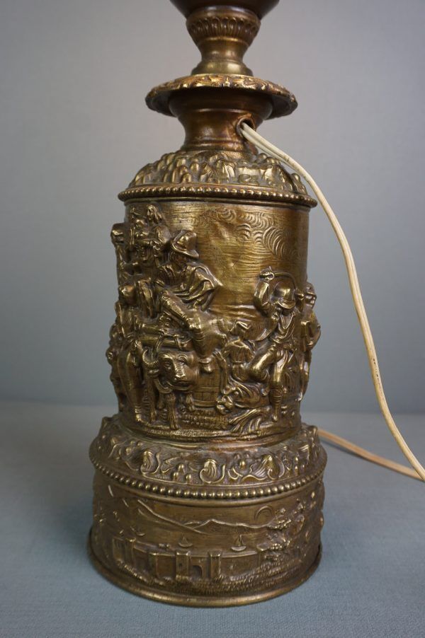 Antique Beautifully Decorated French Copper Lamp Base photo for sale