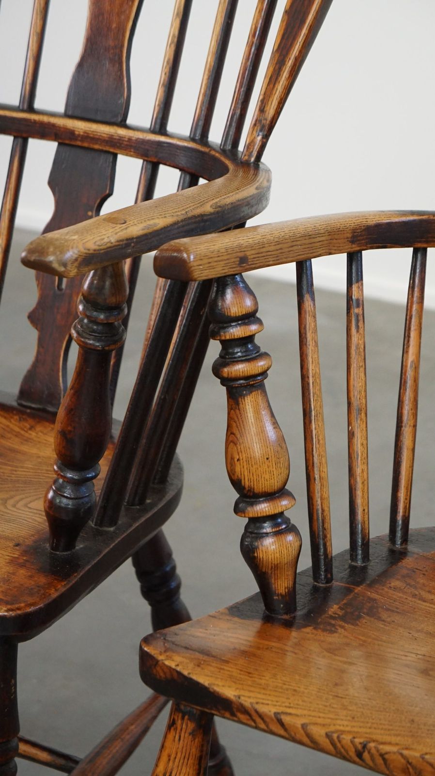 photo for sale Set Of 2 Beautiful, Antique English Highback Windsor Dining Chairs