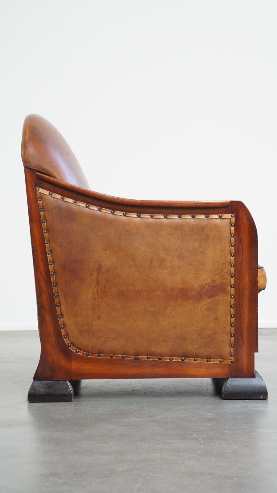 Unique, Stately, Comfortable Sheepskin Art Deco Design Armchair photo for sale