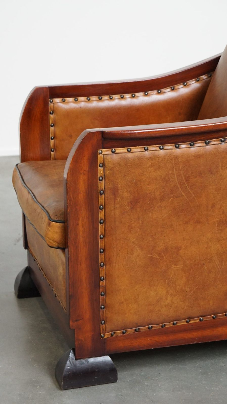 photo for sale Unique, Stately, Comfortable Sheepskin Art Deco Design Armchair