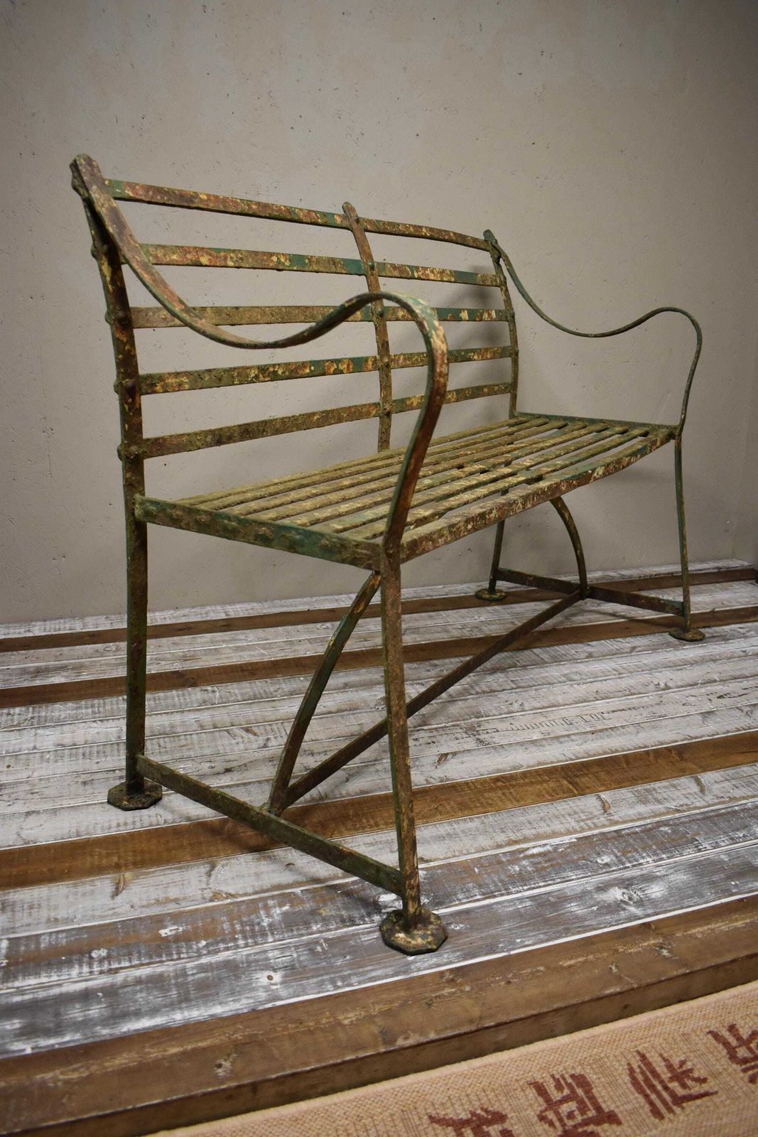 19th Century Regency Wrought Iron Strapwork Garden Bench photo 1595.0