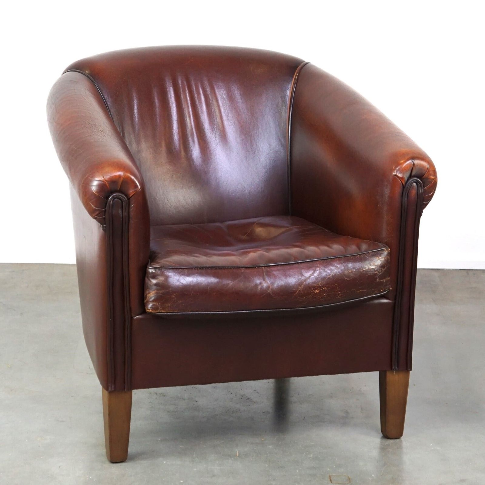 Nice Sheepskin Club Chair With A Beautiful Patina