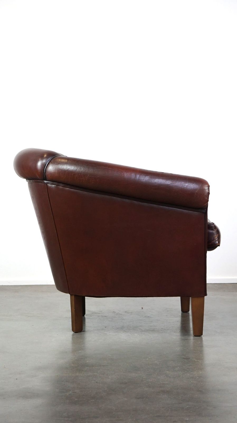 Nice Sheepskin Club Chair With A Beautiful Patina photo for sale