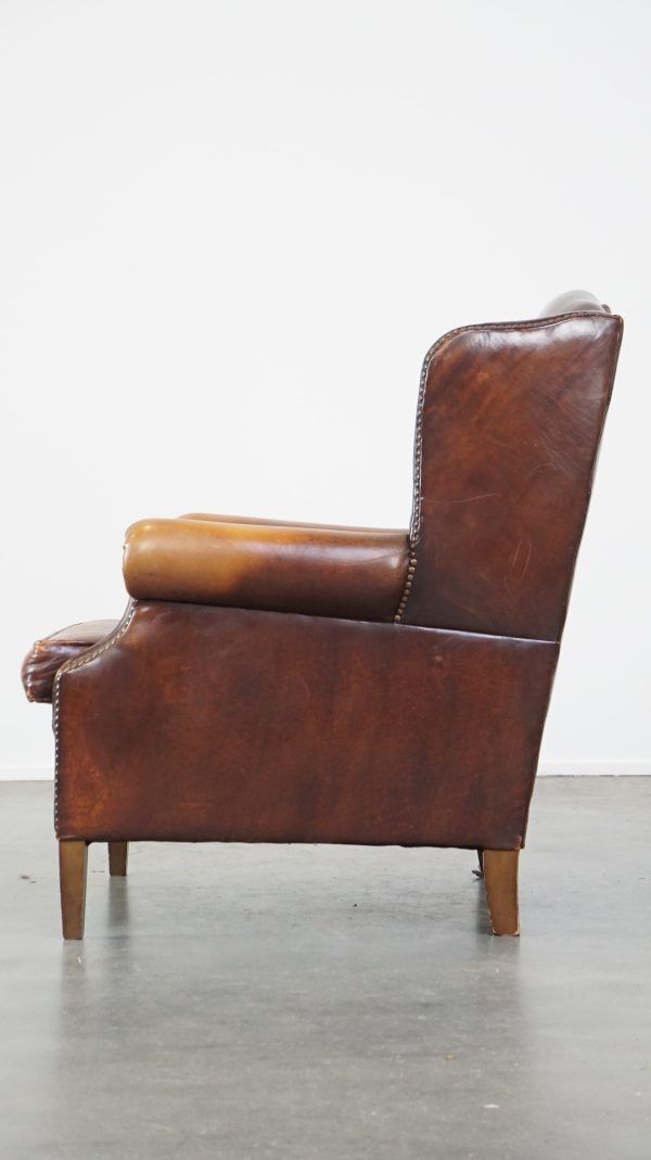 Comfortable, Elegant, Stately Wing Chair Made Of Sheepskin In A Beautiful Warm Color photo 822.2247