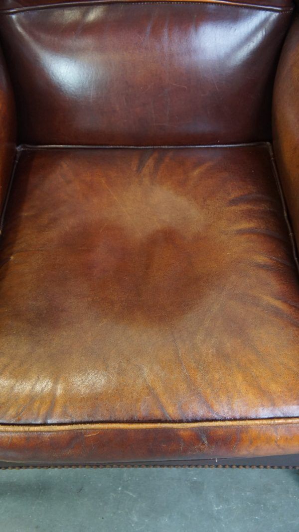Comfortable, Elegant, Stately Wing Chair Made Of Sheepskin In A Beautiful Warm Color photo vinterior