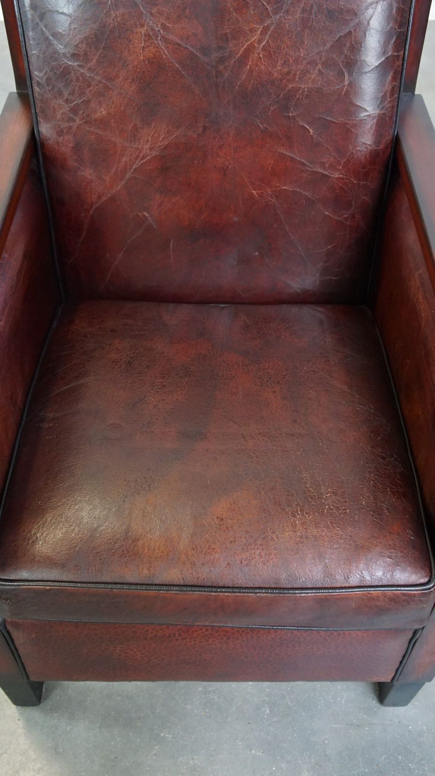 Sheepskin Art Deco Design Armchair Combined With Wood And A Beautiful Patina photo vinterior