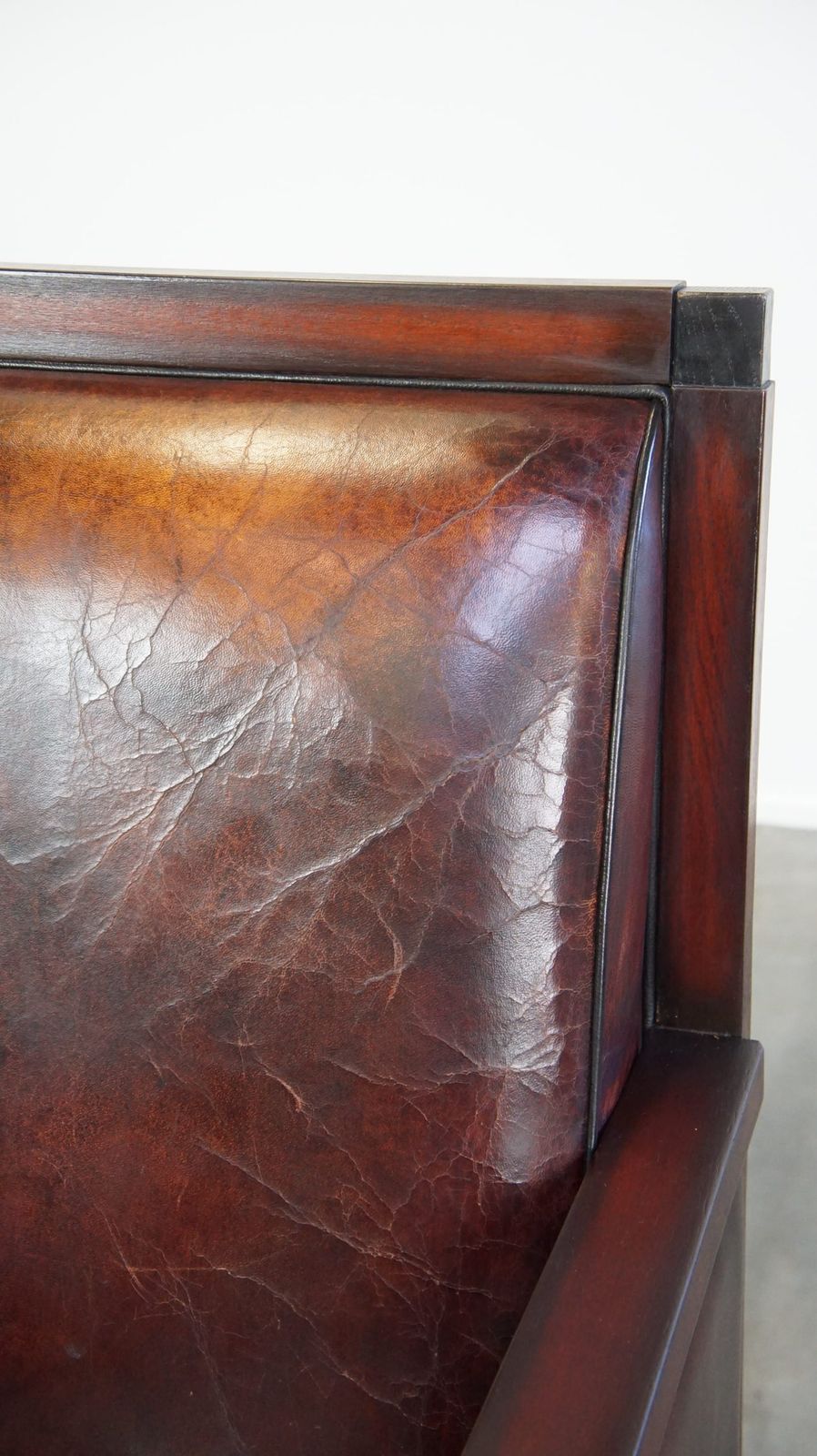 Furniture Sheepskin Art Deco Design Armchair Combined With Wood And A Beautiful Patina photo