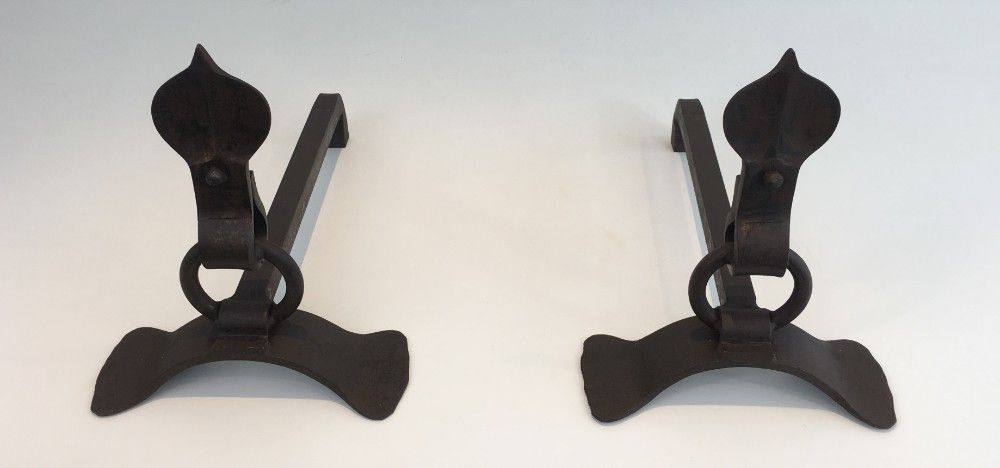 Pair Of Modernist Wrought Iron Andirons. photo 780.0