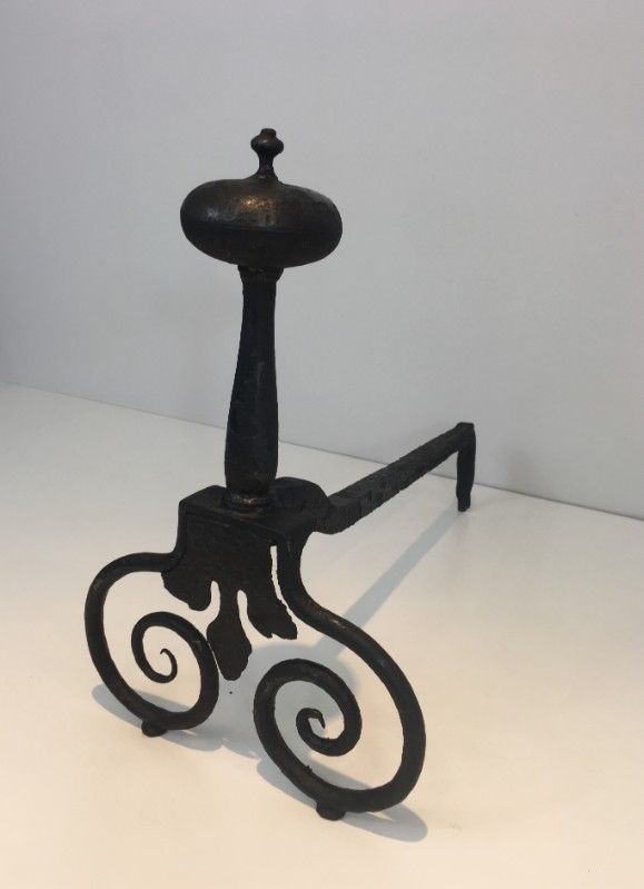Pair Of Wrought Iron Andirons. photo vinterior