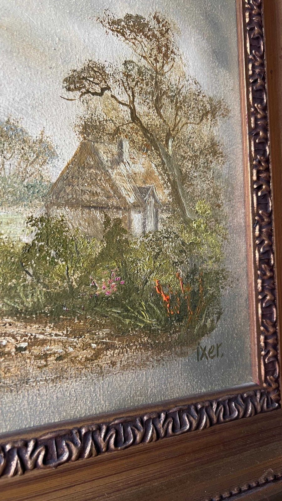 Framed Mid Century Oil Painting – Rural Landscape Scene photo buy