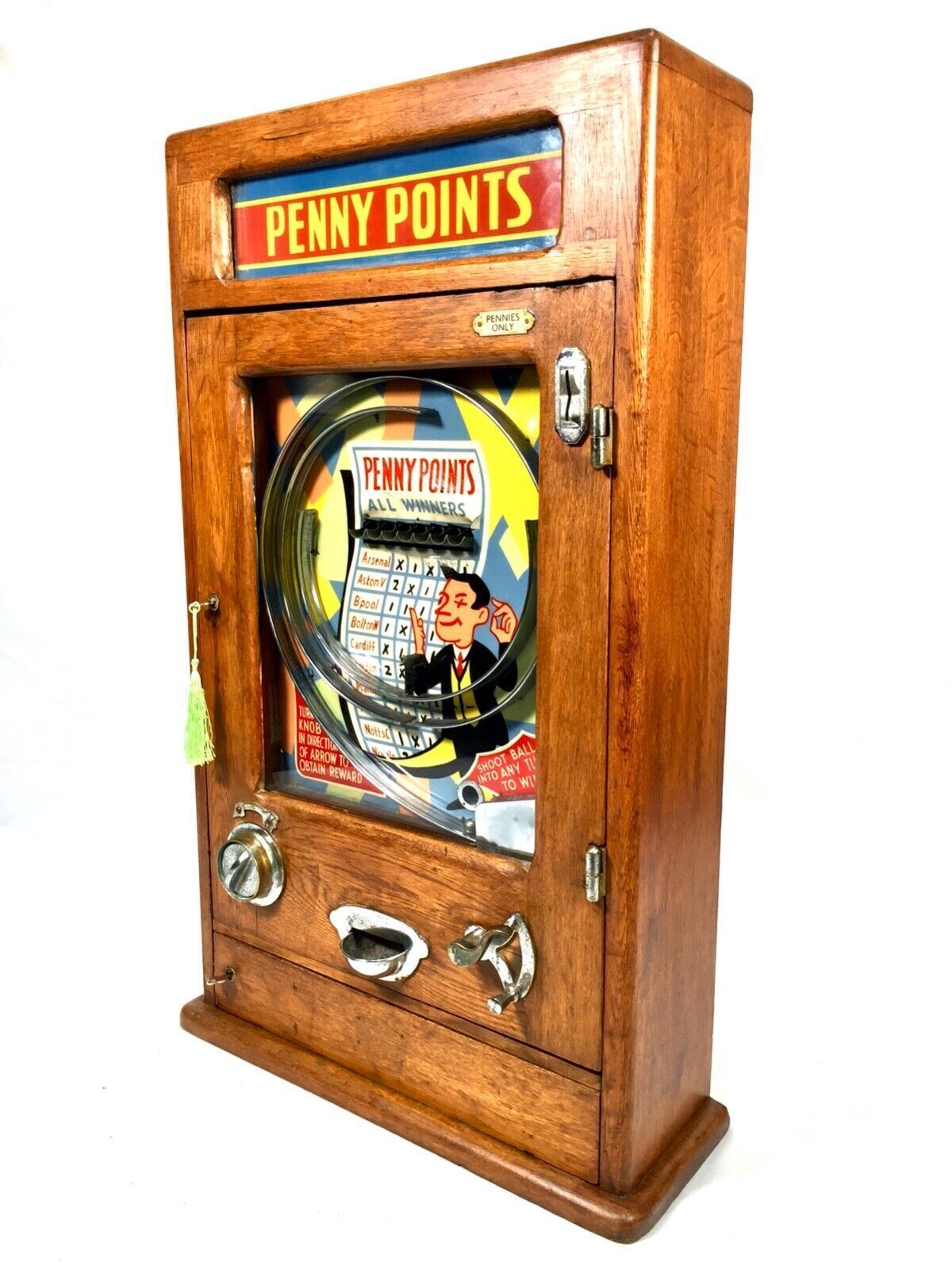 Antique 1950s Oliver Whales Penny Points Arcade Coin Operated Machine Working photo for sale