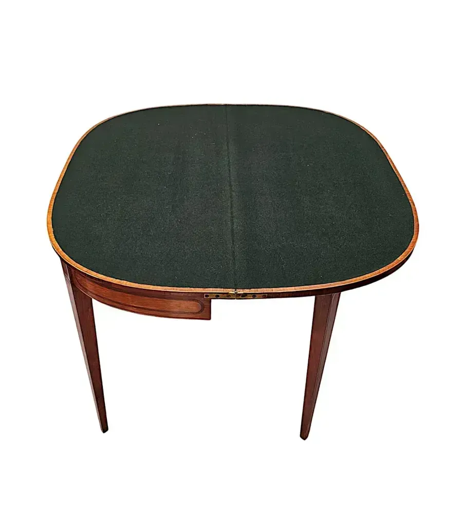 A Very Rare Georgian Hand Painted Inlaid Turn Over Leaf Card Table photo furniture