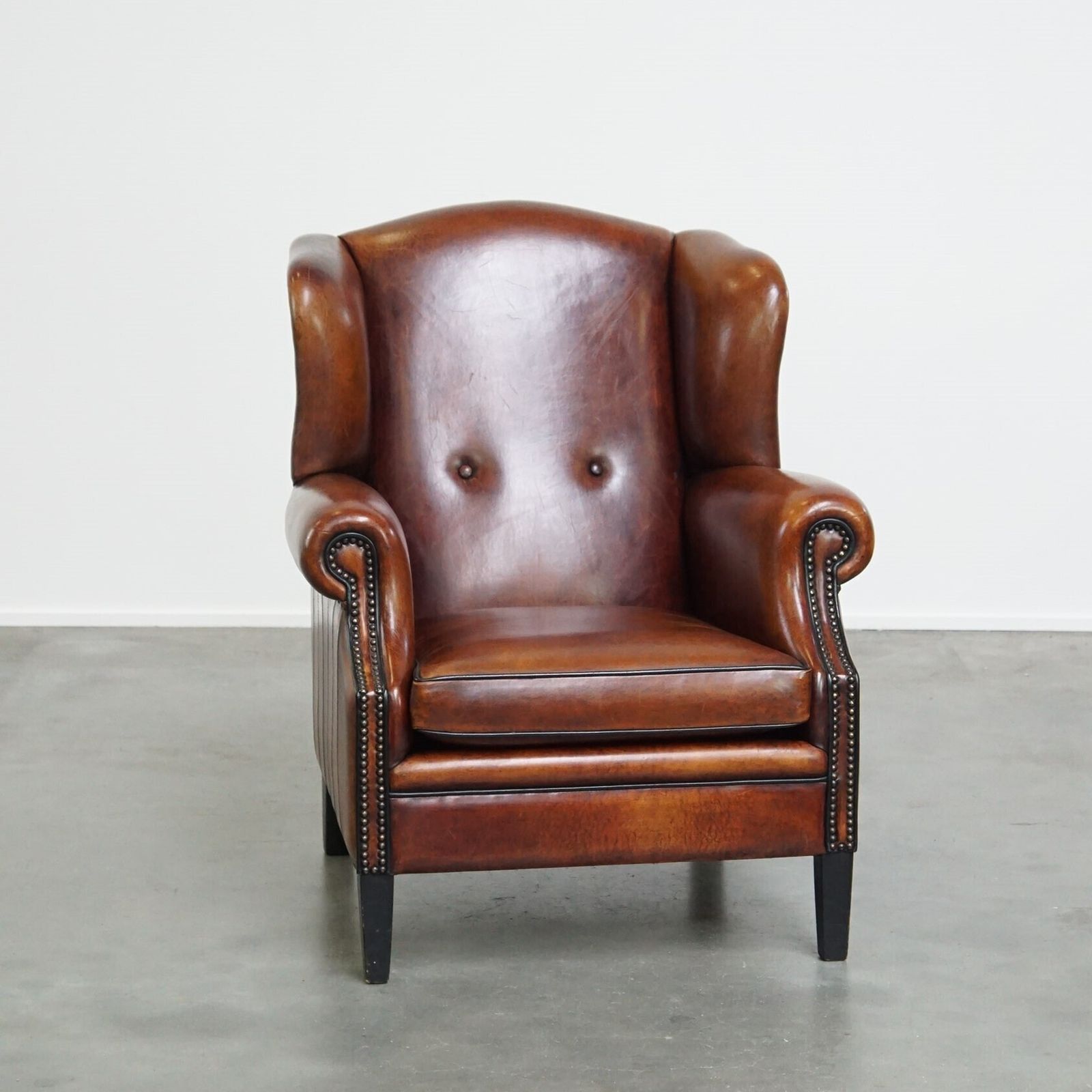Beautiful, Comfortable And Luxurious Wing Chair Made Of Sheep Leather