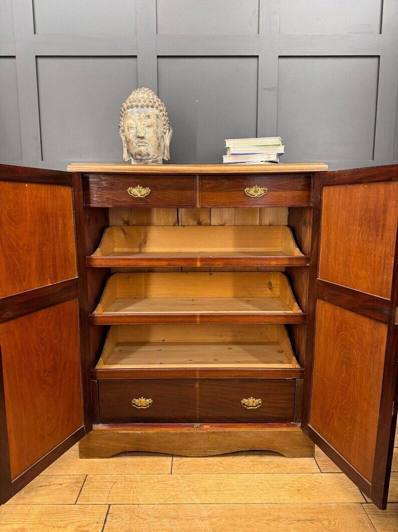 Antique Walnut Linen Cabinet / Clothes Cupboard / Drawers And Cupboard photo for sale