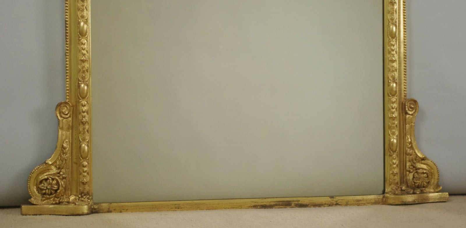 Victorian Gilt Overmantle Mirror With 'Putto' Cresting photo vintage