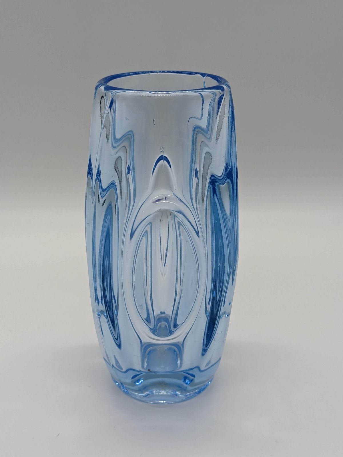 Lilac Blue Bullet Vase By Rudolf Schrotter 1955 For Rosice Glassworks Czechoslovakia Midcentury Modern Classic Design