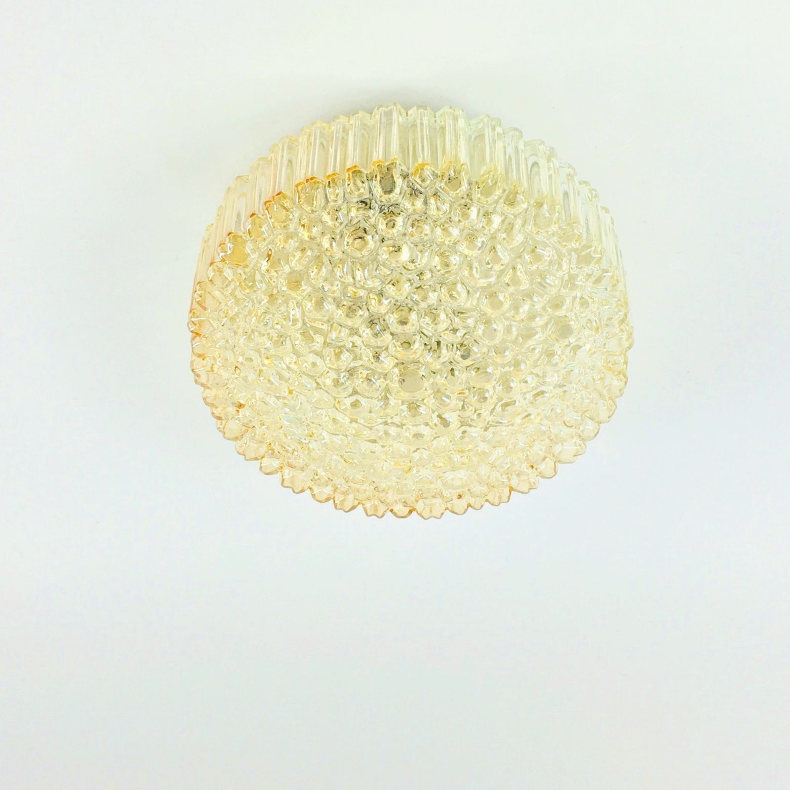 Mid Century Amber Bubble Glass Plafondlamp Van Helena Tynell Voor Limburg, Duitsland, Jaren 1970 photo for sale