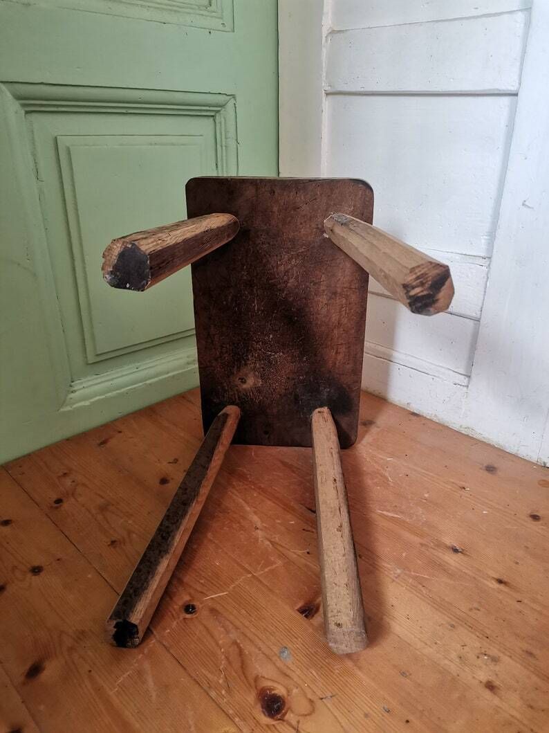 Neat And Tidy Milk Stool Or Table, Traditionally Hand Crafted From Reclaimed Material Using Acacia And Elm Wood. Solid Structure photo 99.0