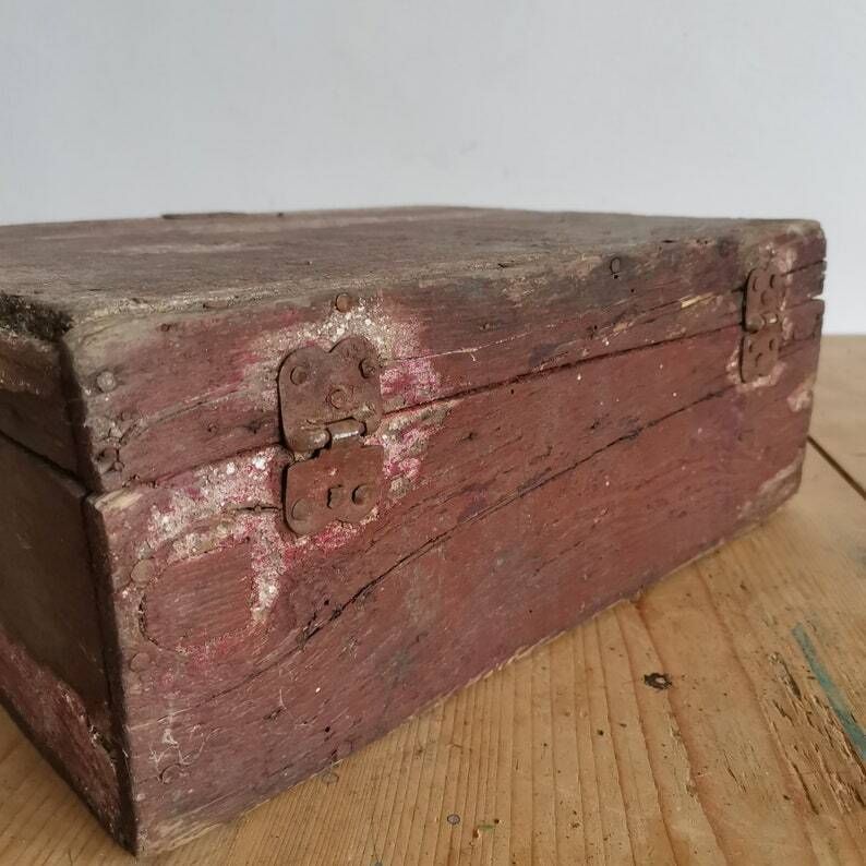 Shabby Trunk C1930, Rustic Cabinet Storage Box, Jewelry, Herb Cupboard, Up Cycle, Organise Trinket, Hand Made, Primitive Case Scratch Built photo vintage