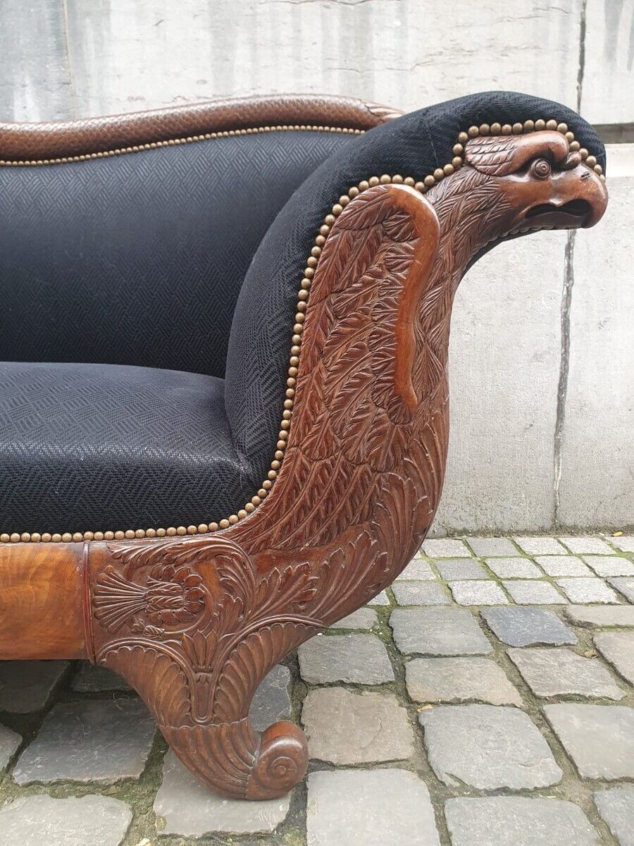 Walnut Chaise Longue Carved With Eagle And Fish Motifs (A Few Small Snags In The Veneer) photo furniture