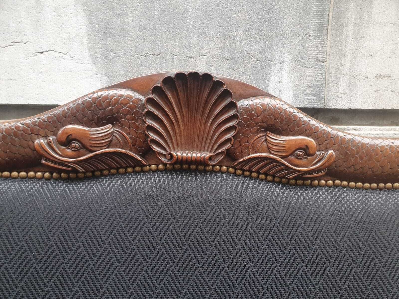 Walnut Chaise Longue Carved With Eagle And Fish Motifs (A Few Small Snags In The Veneer) photo buy