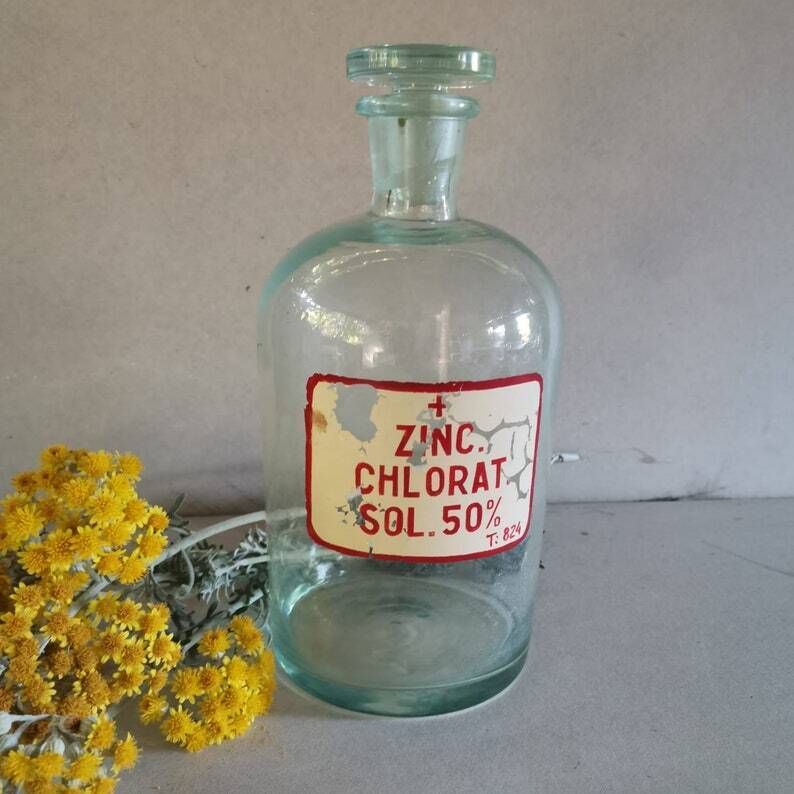 Large Glass Bottle Medicine Chemical Doctor Hospital Memorabilia Pharmacy Medical Bottle Apothecary photo vinterior