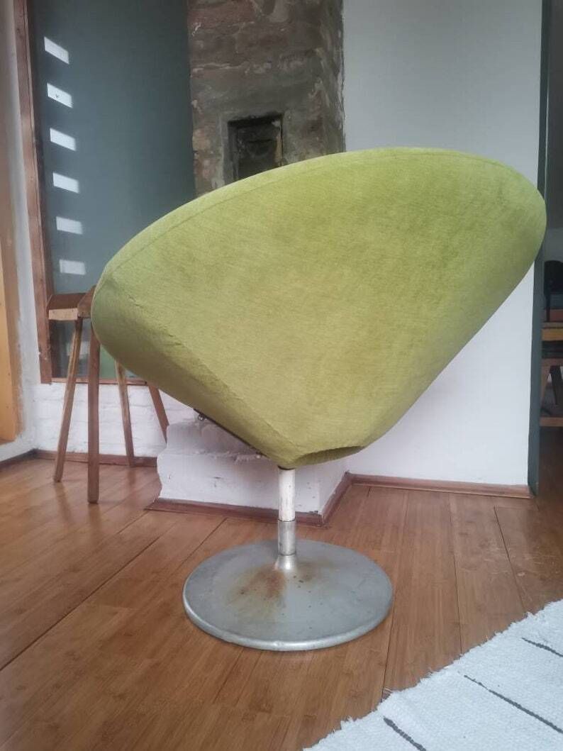 Original Upholstered Satellite Chair Mid Century Modern Lounge Chair German Vintage Iconic Seating Soft Cotton Upholstery 1950s photo Furniture