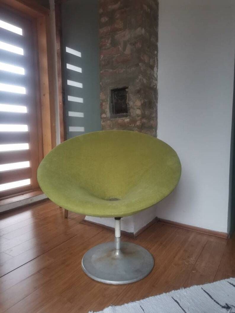 Original Upholstered Satellite Chair Mid Century Modern Lounge Chair German Vintage Iconic Seating Soft Cotton Upholstery 1950s photo 256.0