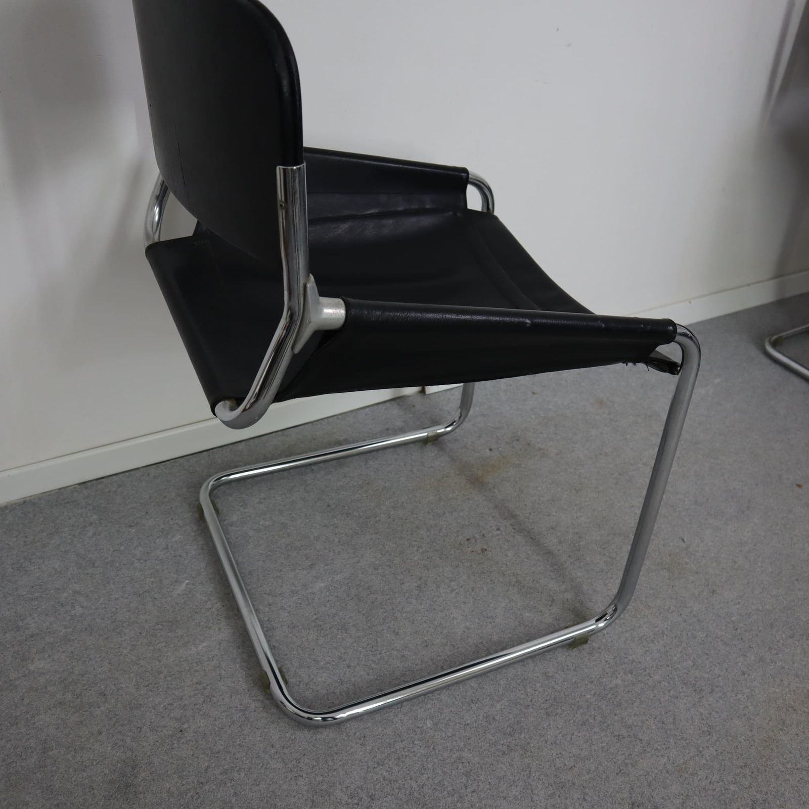 photo for sale Set Of Five Mid Century Modern Leather Chairs, Italy, 1970s