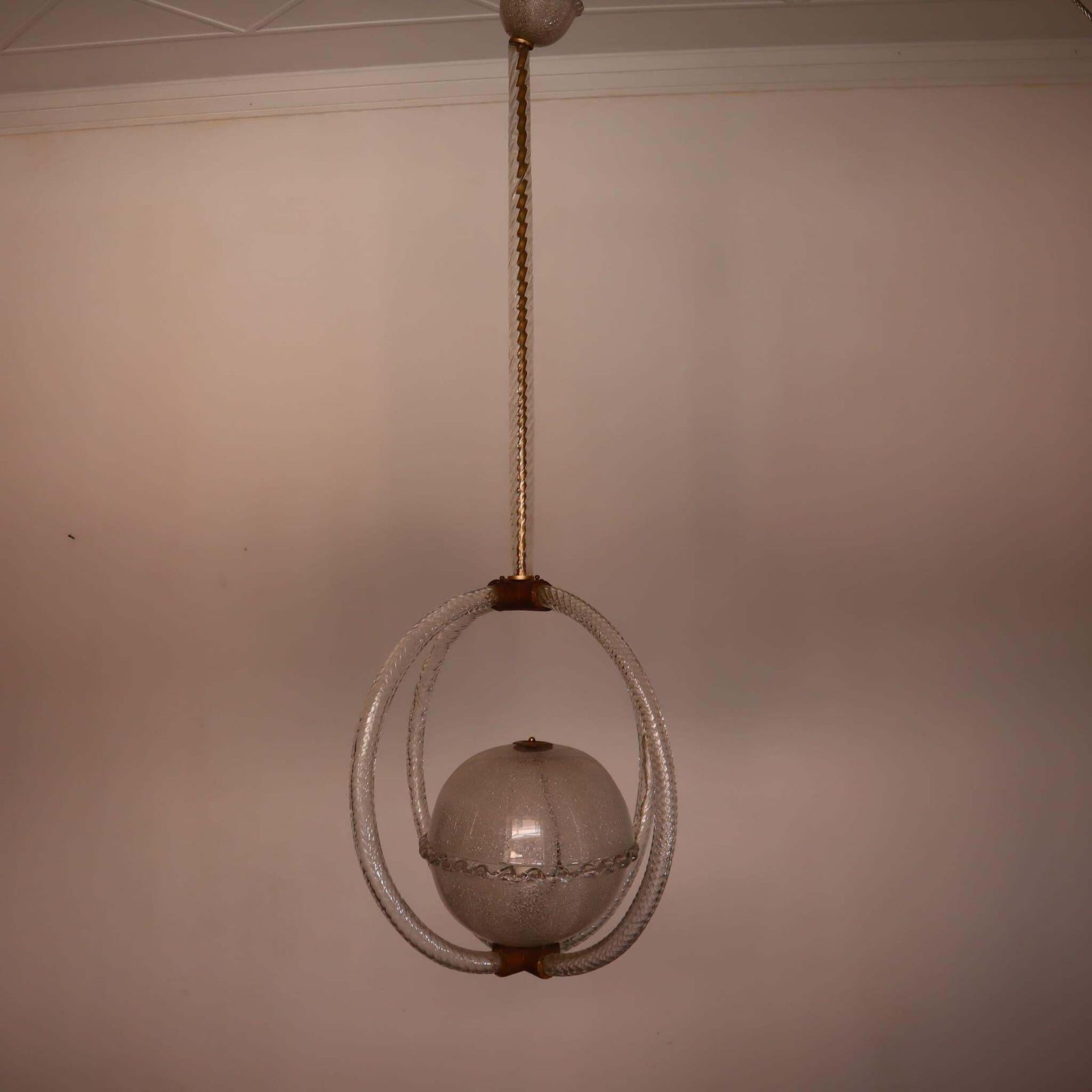 Art Deco Murano Glass Chandelier Barovier Toso Style, Italy, 1940s photo furniture