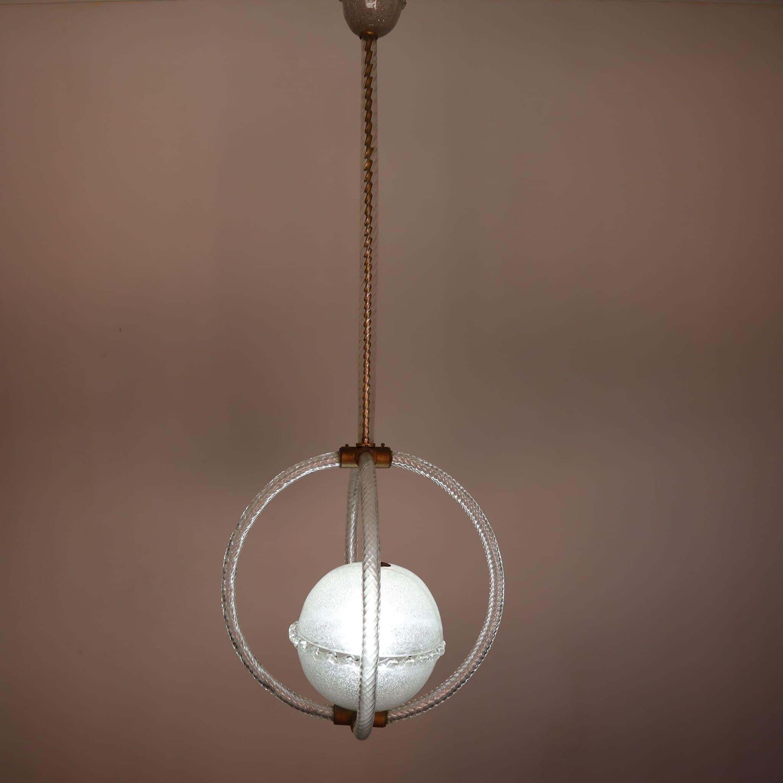 photo furniture Art Deco Murano Glass Chandelier Barovier Toso Style, Italy, 1940s